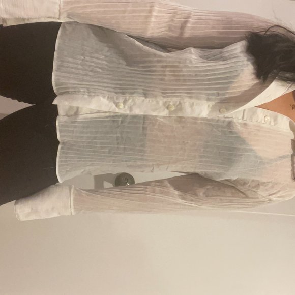 Vintage Sheer White Polo Button Down - Picture 2 of 2